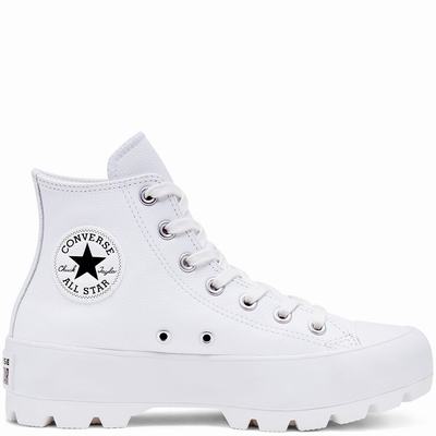 Női Converse Lugged Leather Chuck Taylor All Star Magasszárú Cipő CO6278190 Fehér/Fekete